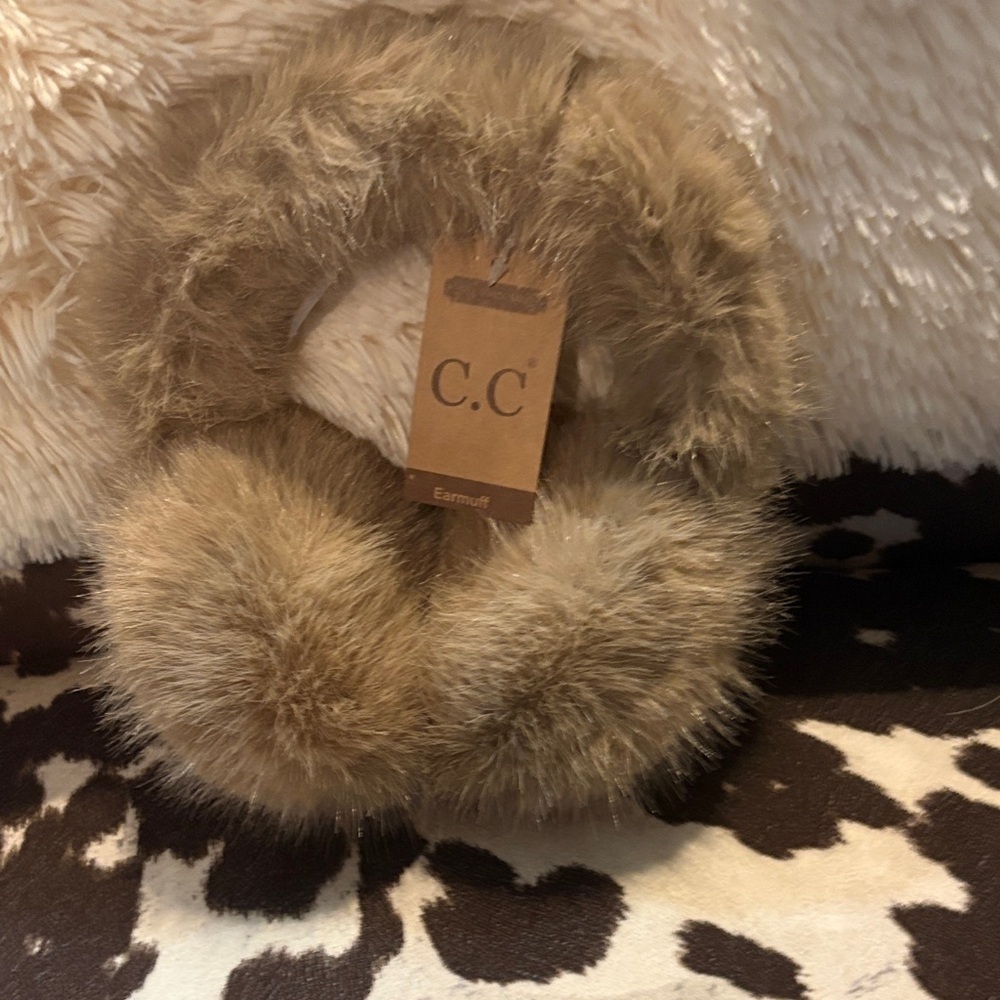 C.C Plush faux fur Tan Earmuffs. New.